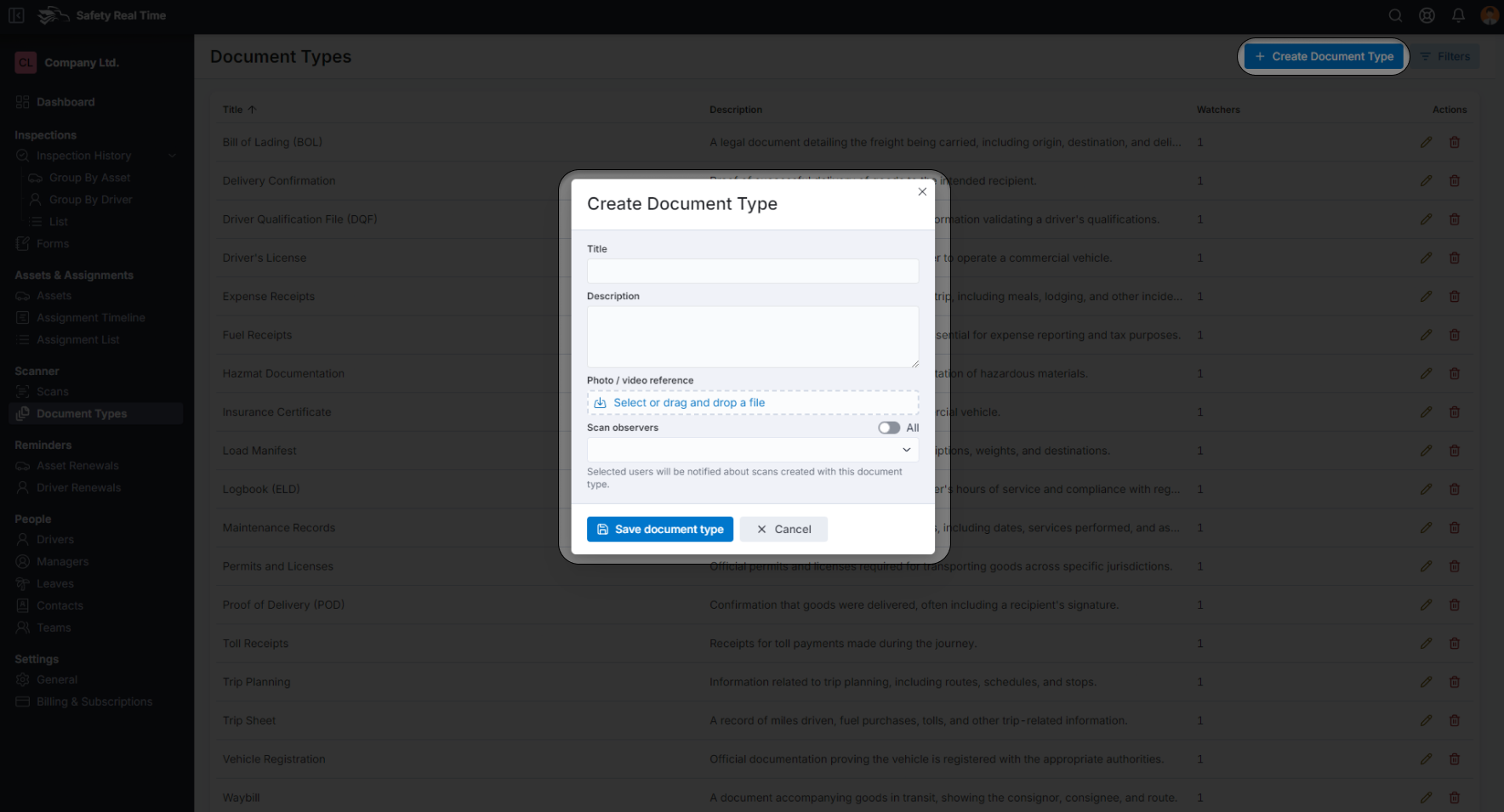 Creating a Document Type