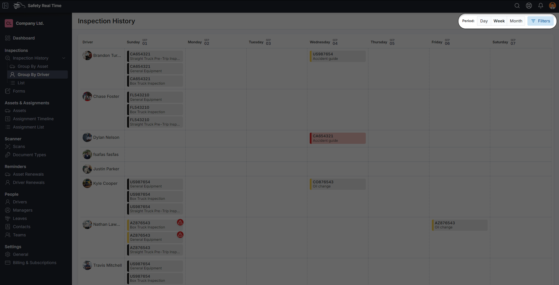 Viewing Inspections by Time Period