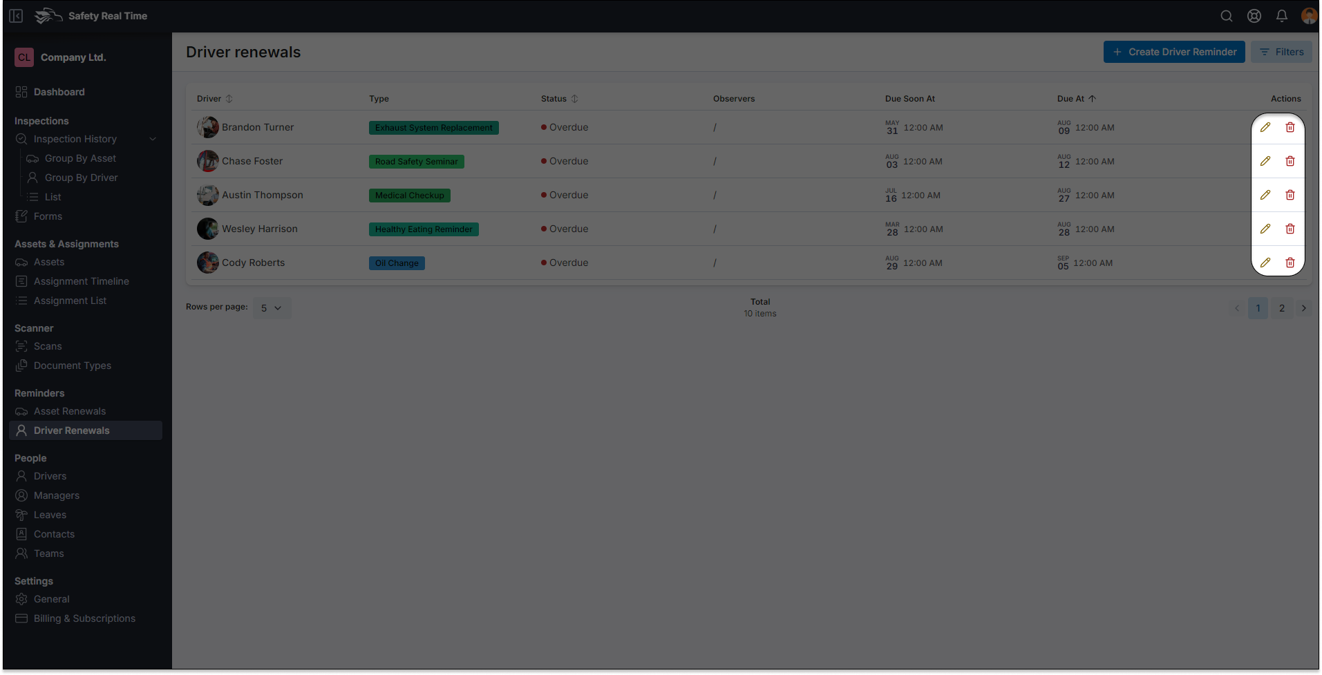 Managing and Editing Reminders