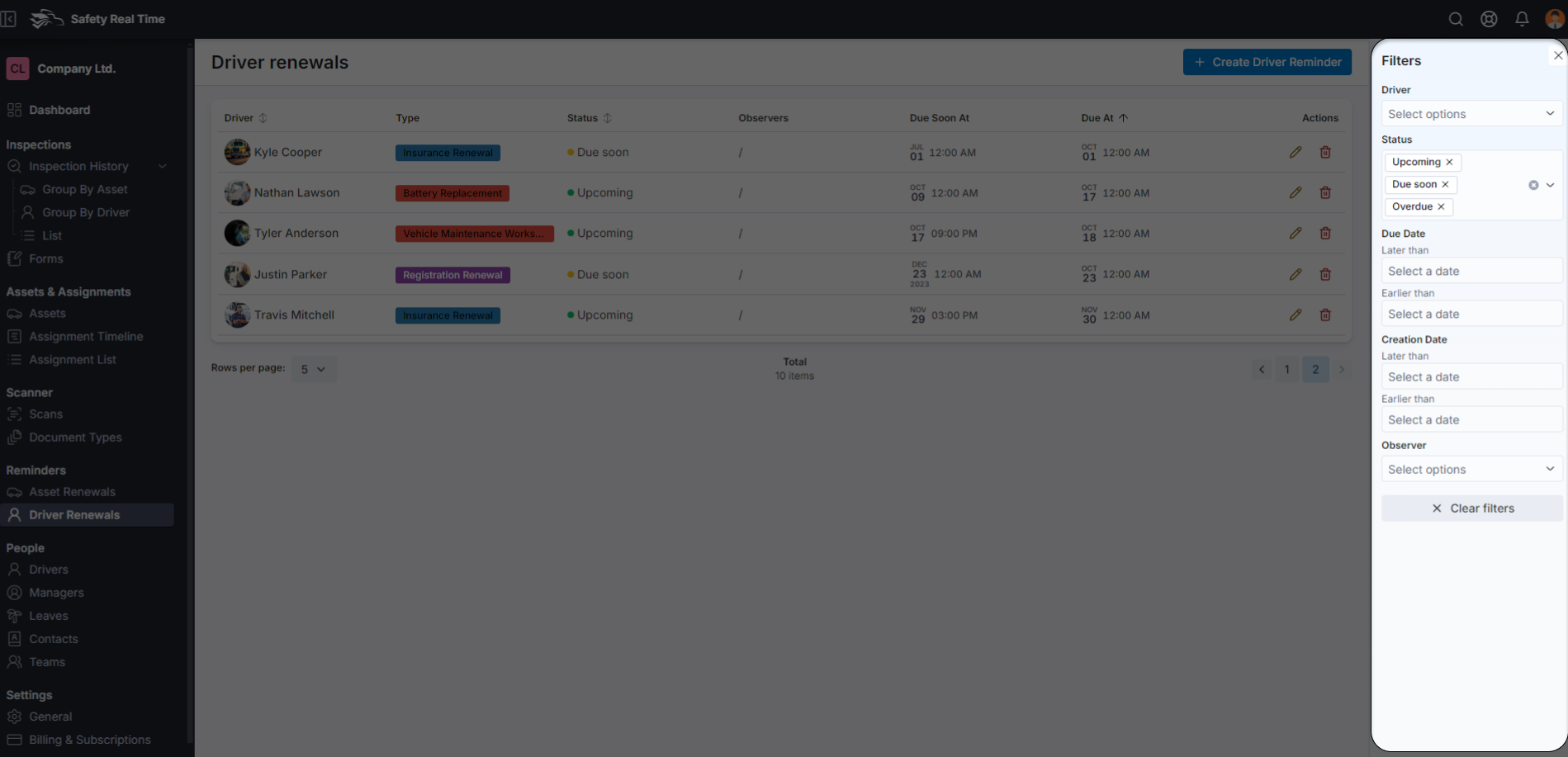 Using Filters to Manage Reminders