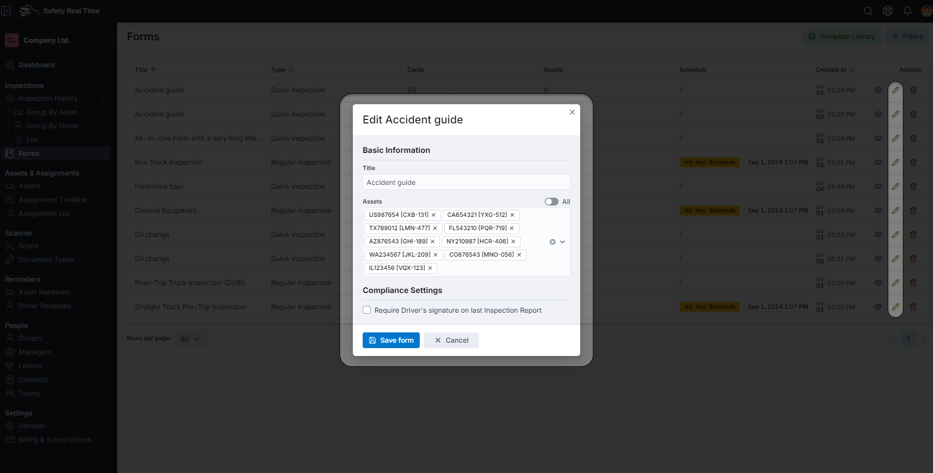 Managing Existing Forms